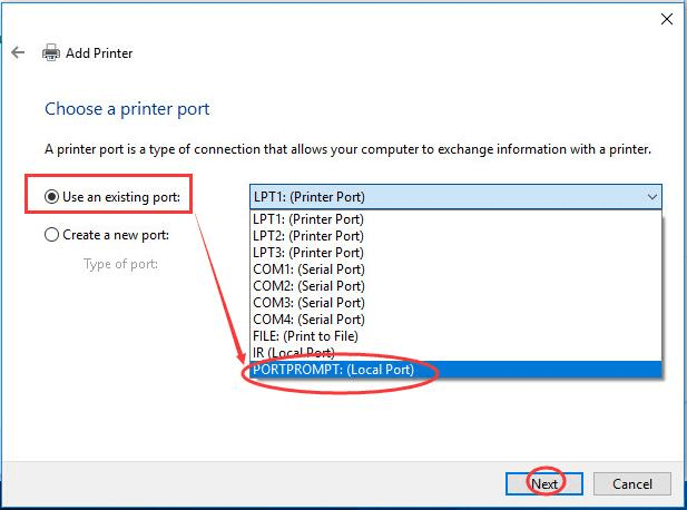 Verwenden Sie einen vorhandenen Port -Portprompt