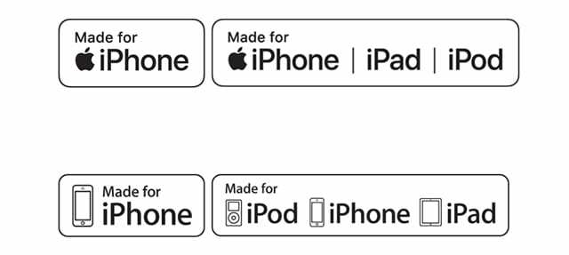 Program MFi Odznak nebo ikona MFI certifikovaných kabelů a příslušenství Apple