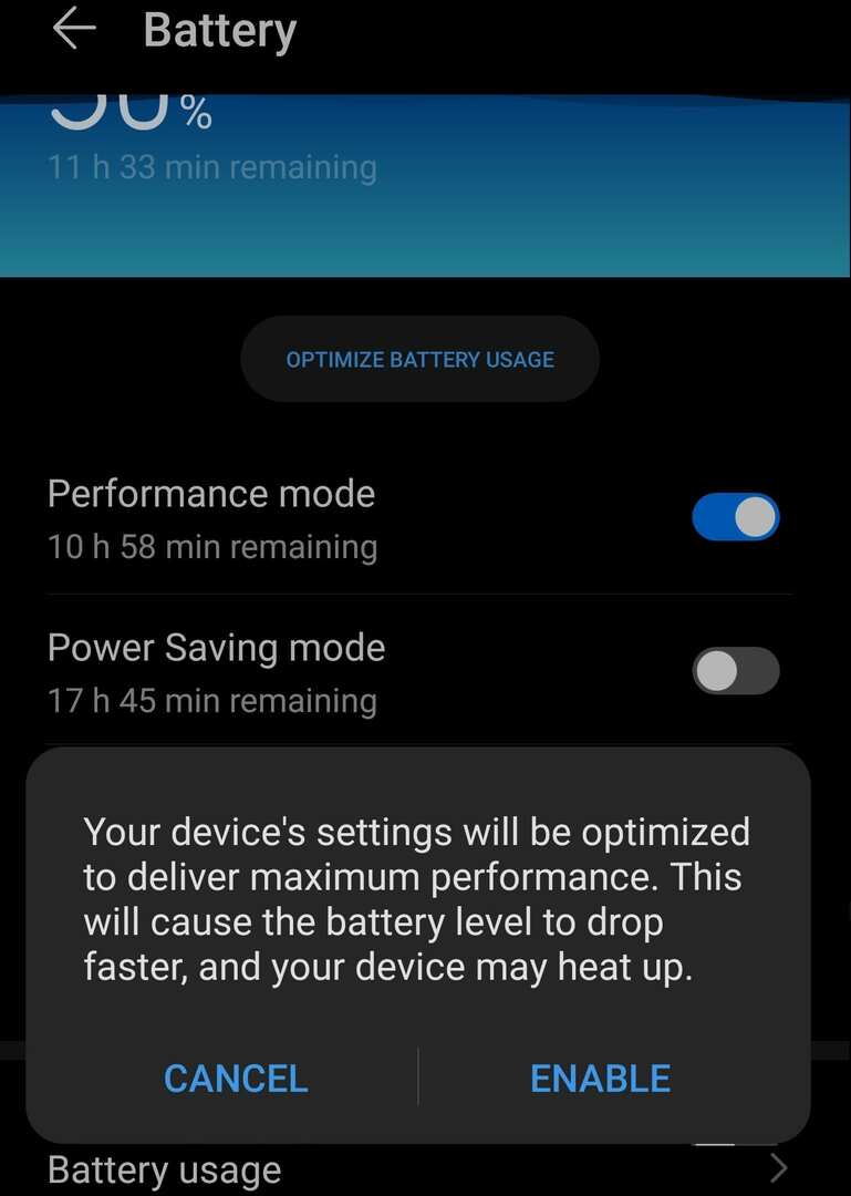 impostazioni della batteria Android