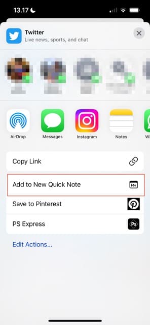 Noua captură de ecran Quick Note iPhone