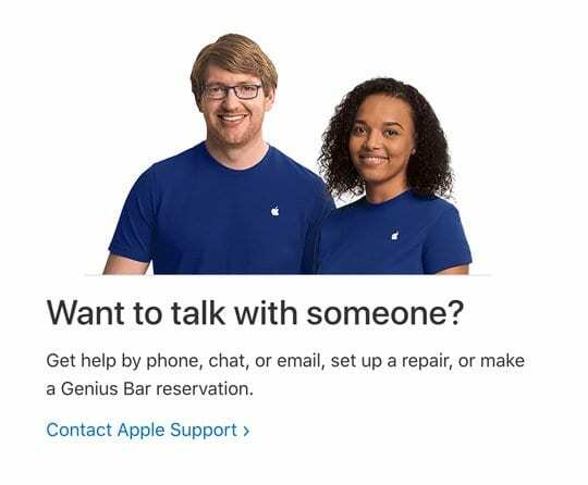 saate Apple'ilt reaalajas abi, kui soovite kellegagi Apple'is rääkida