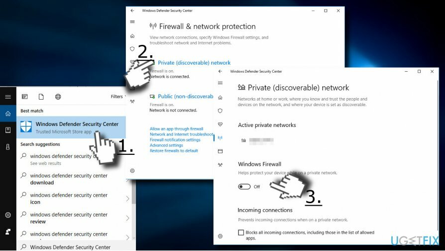 Désactiver temporairement l'antivirus et le pare-feu Windows