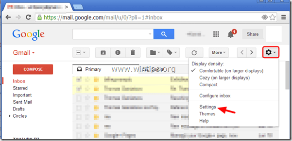 Configurações do GMail