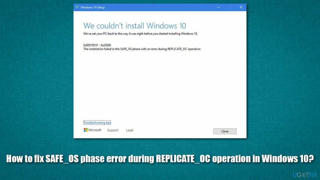 Come correggere l'errore di fase SAFE_OS durante l'operazione REPLICATE_OC in Windows 10?