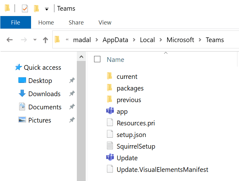 „microsoft teams“ vietinės programos duomenys