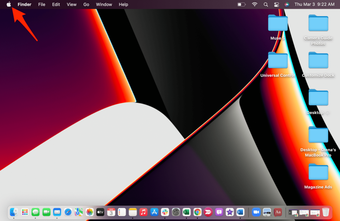 დააწკაპუნეთ თქვენი Mac-ის Apple-ის ხატულაზე.