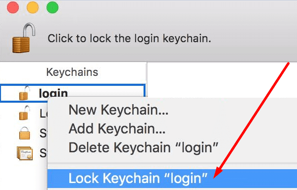 Bloquear macbook de login do Keychain