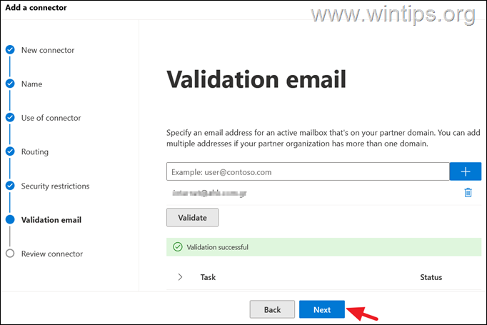 Konfigūruokite „Office 365 Connector“, kad nukreiptumėte el. laiškus į savo pašto serverį.