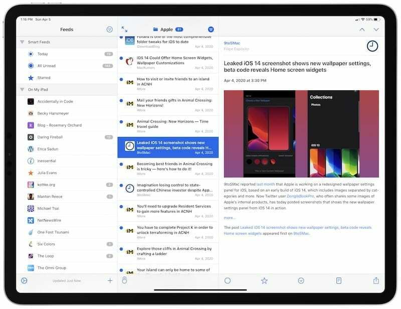 NetNewsWire iPad Pro