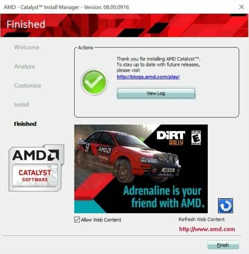 Dokončajte upravitelja namestitve AMD