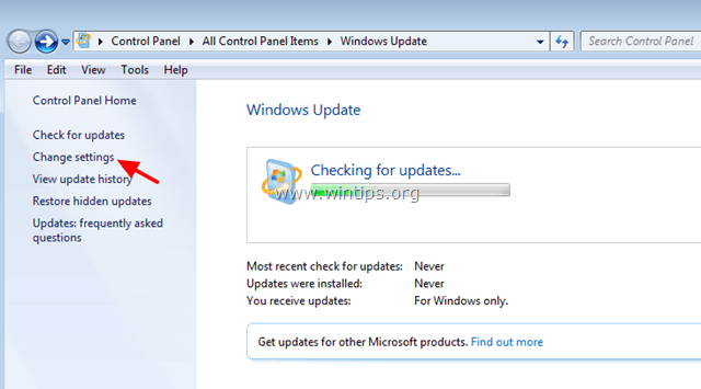 Zmiana ustawień Windows Update
