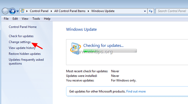 Windows Update spremeni nastavitve