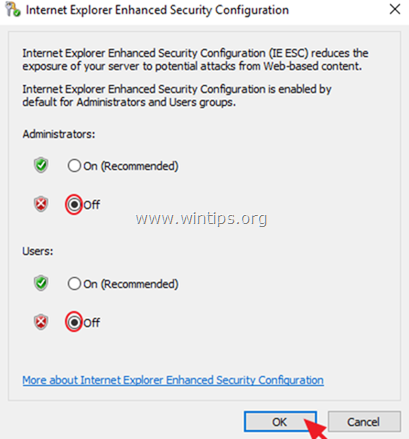 deaktiver Enhanced Security Configuration Server 2016