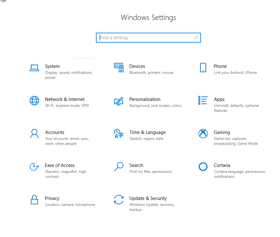 Open Windows-instelling