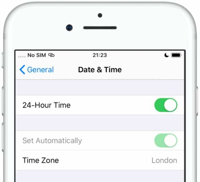 Impostazioni automatiche di data e ora in iOS