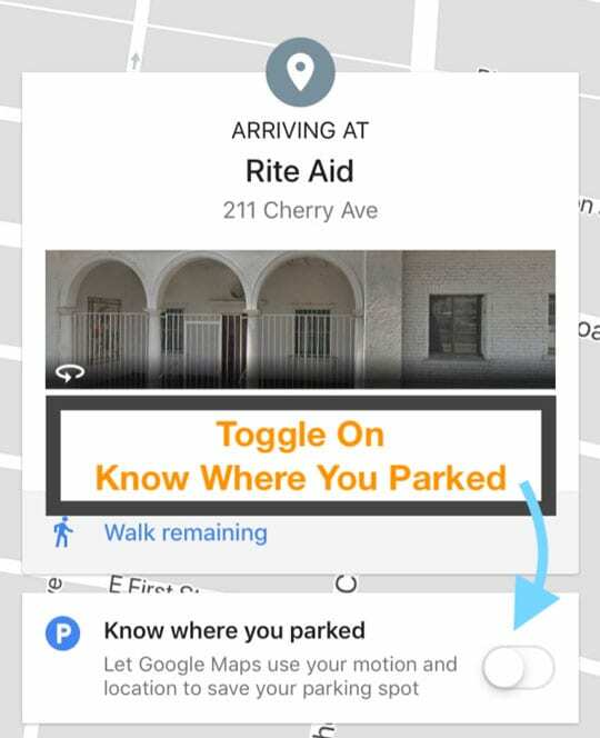 Google Maps sa dove hai parcheggiato su iOS iPhone