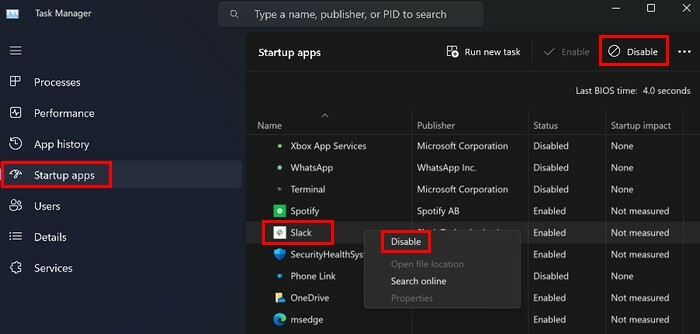 Aplikasi startup di Task Manager untuk Windows 11