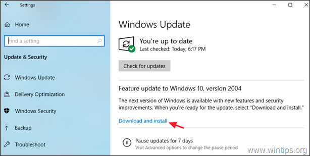 CORREÇÃO: falha na instalação do Windows 10 Update 2004