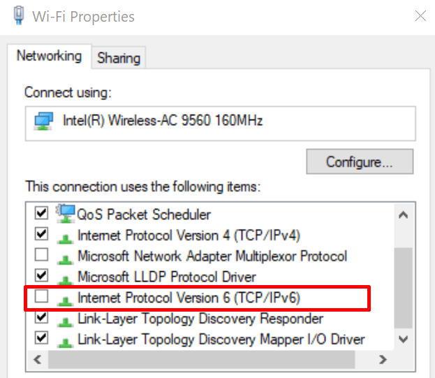 Windows 10 IPv6-Einstellungen