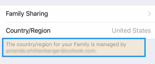 nevar mainīt Apple ID reģionu vai valsti, izmantojot ģimenes koplietošanas grupu