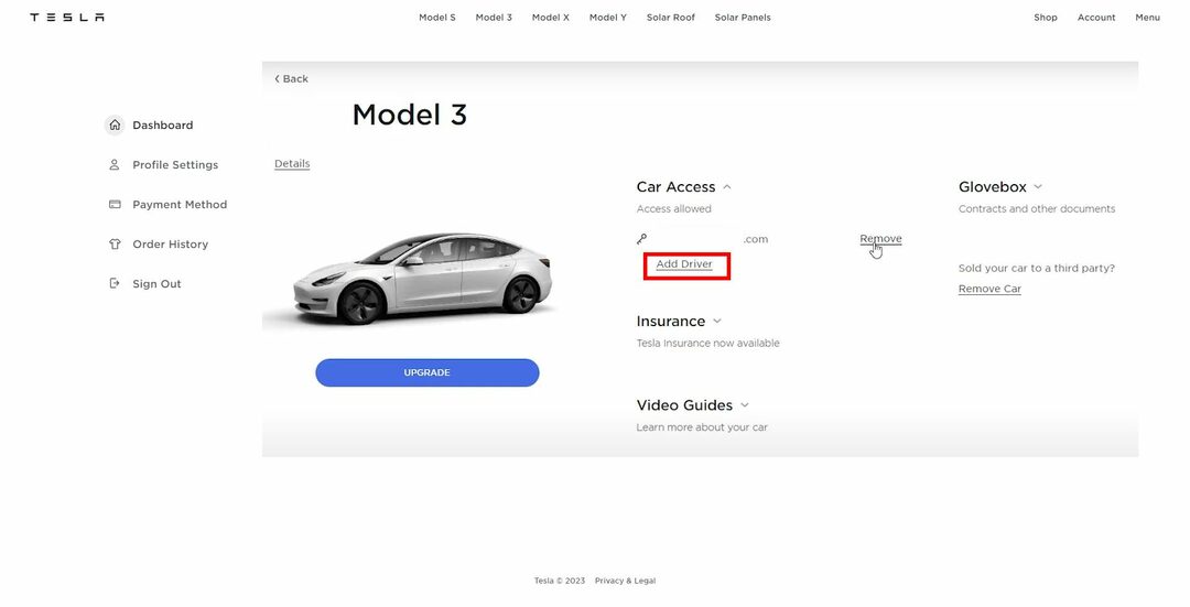 Добавяне на драйвер към приложението Tesla докоснете Добавяне на драйвер