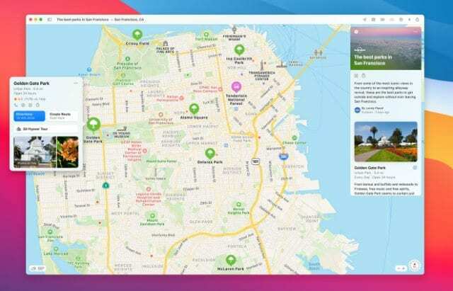 אפליקציית מפות ב-macOS Big Sur