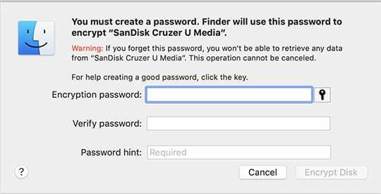 Criptografia USB - MacBook Finder App