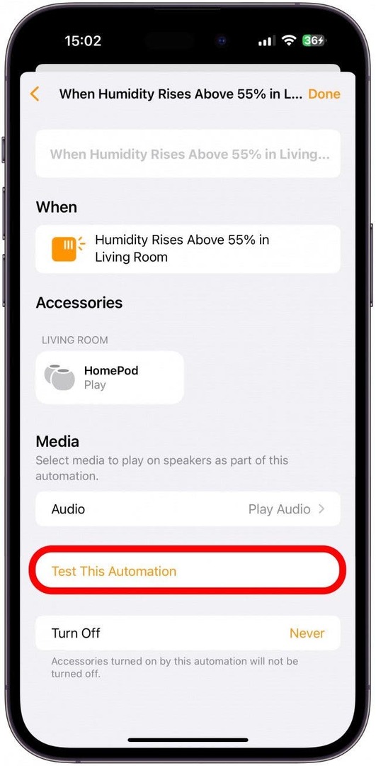 Sada dodirnite Testiraj ovu automatizaciju.