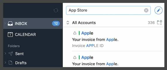Εφαρμογή ηλεκτρονικού ταχυδρομείου που αναζητά " App Store".