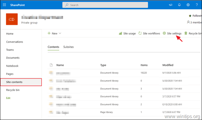 Innstillinger for SharePoint-nettsted