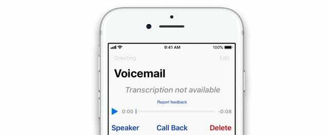النص غير متاح للبريد الصوتي على iPhone