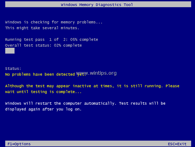 Windows Memory Diagnostic værktøj
