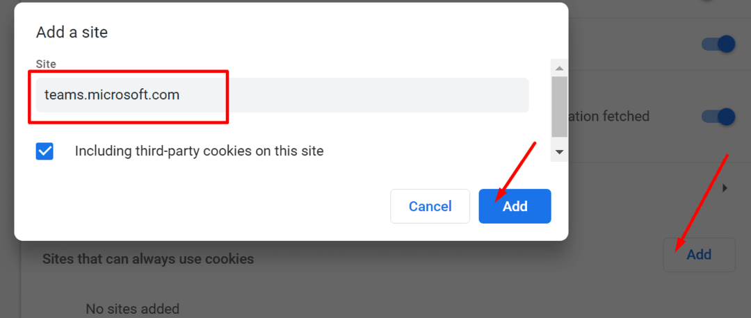 επιτρέψτε τα cookies τρίτων στο teams.microsoft.com chrome