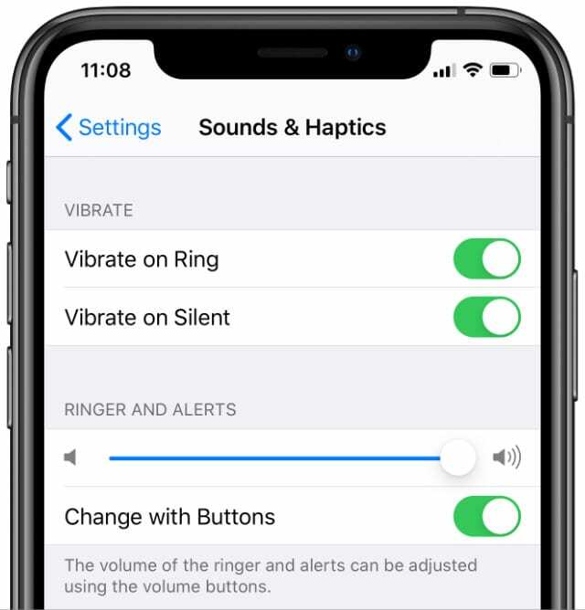 Ljud & Haptics-inställningar i iPhone X