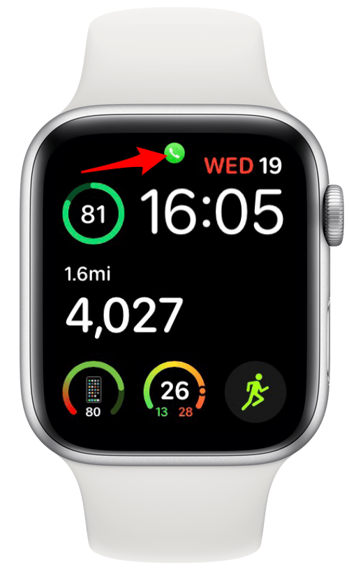 Докоснете зелената икона за повикване на вашия Apple Watch.