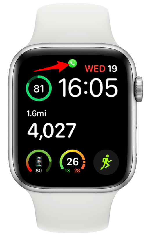 Trykk på det grønne anropsikonet på Apple Watch.