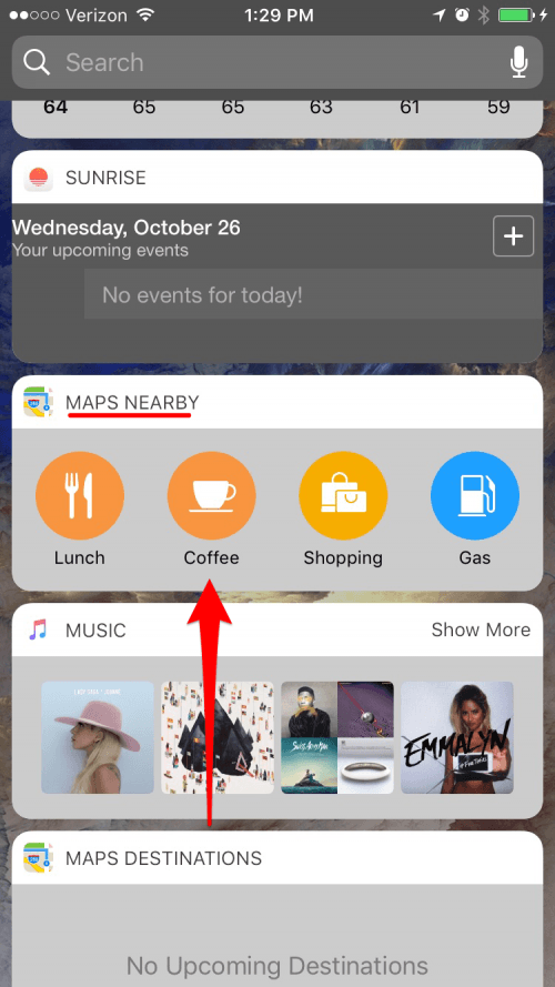 So durchsuchen Sie Maps-Standorte in der Nähe vom Widgets-Bildschirm in iOS 10