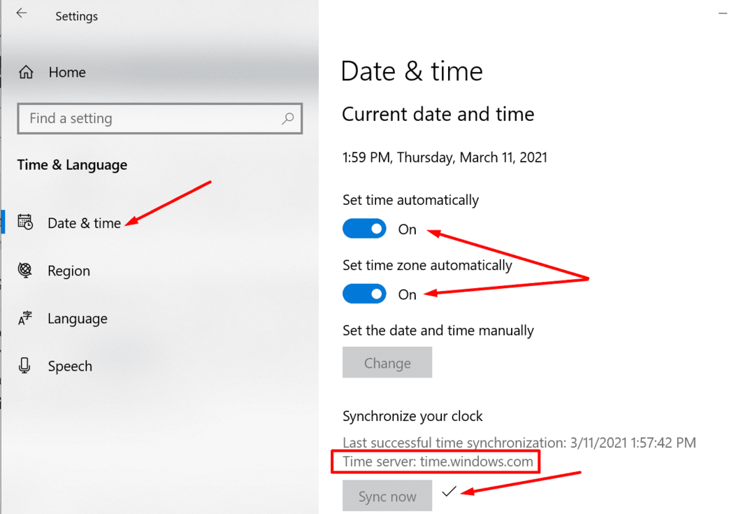 Datums- und Uhrzeiteinstellung Synchronisierung des Zeitservers