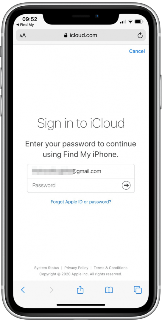 Acceda al estado de su iPhone perdido iniciando sesión en iCloud