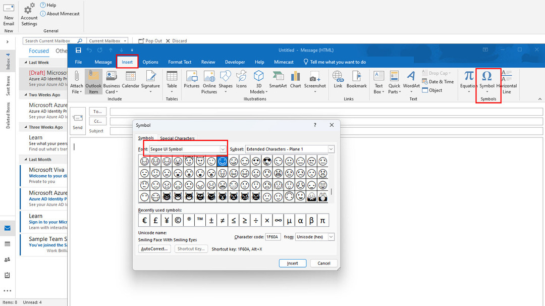 Come aggiungere emoji in Outlook Emoji dai simboli