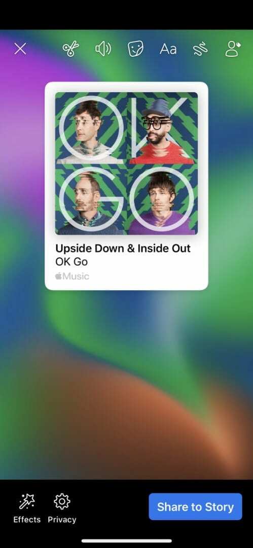 AppleMusicによって作成されたFacebookストーリー