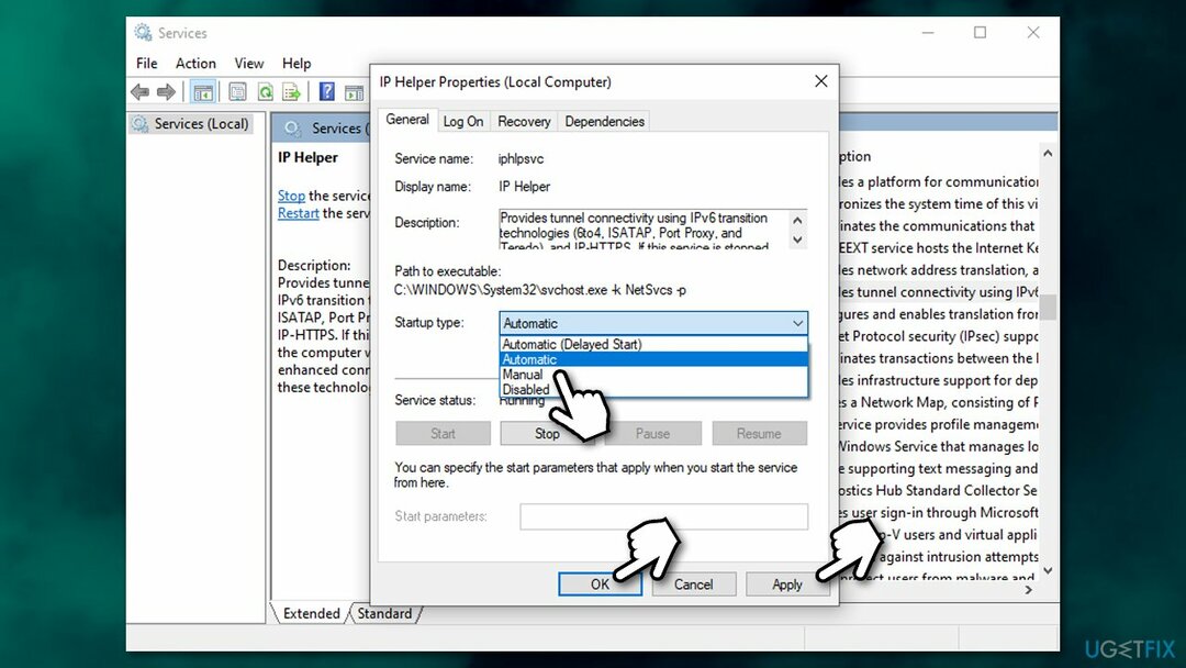 Stel IP-helperservice in op automatisch