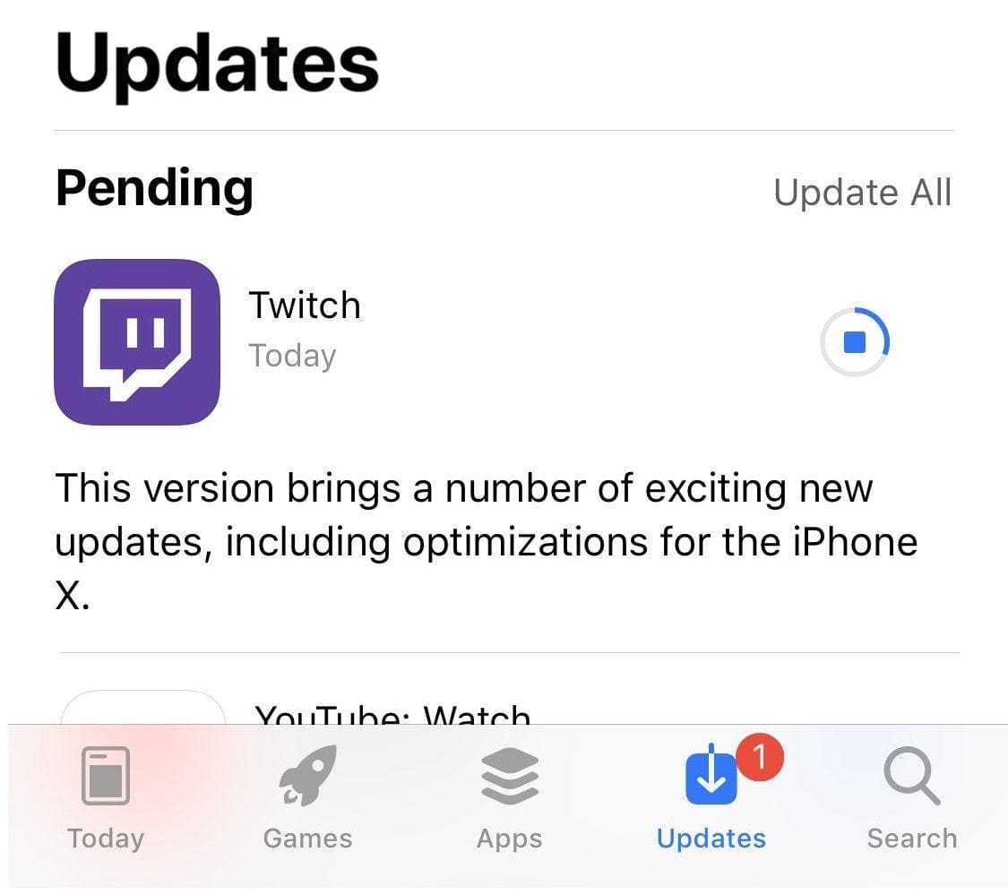 تحديث تطبيق twitch