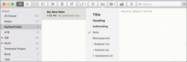 Format Tombol Catatan-Mac