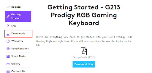 Klicken Sie auf Logitech G213-Tastatur herunterladen