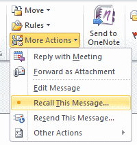 Option de rappel dans Outlook 2010