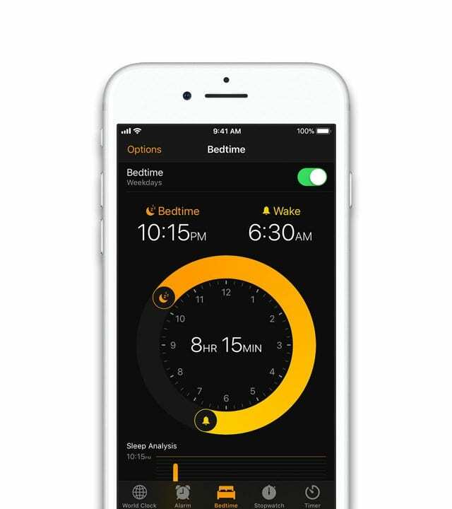 Schlafenszeit-Modus der Uhr-App