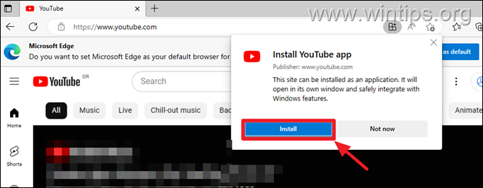  Установите приложение YouTube в Edge на Windows 1110