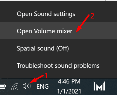 ouvrir le mélangeur de volume windows 10