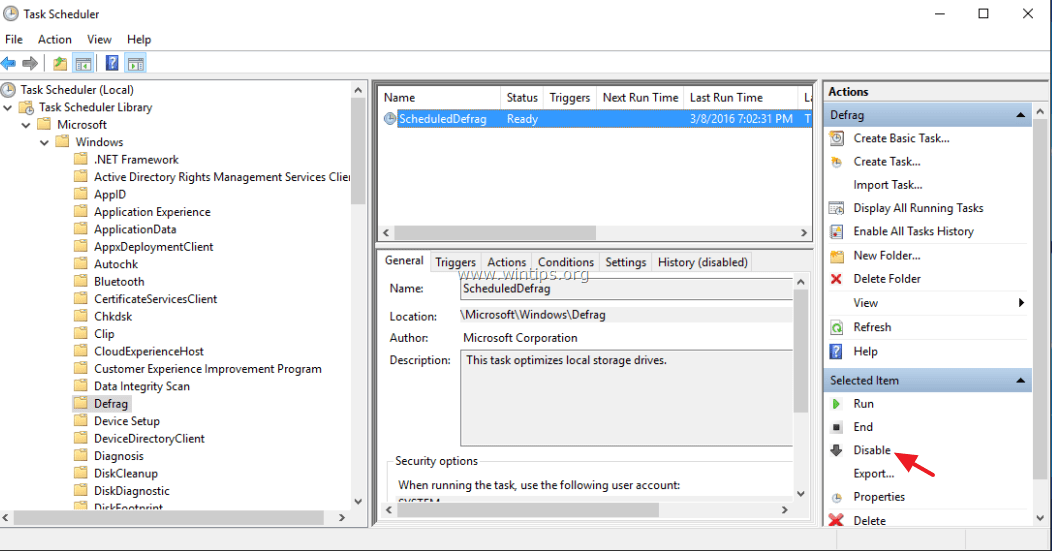 Task-Defragmentierung deaktivieren